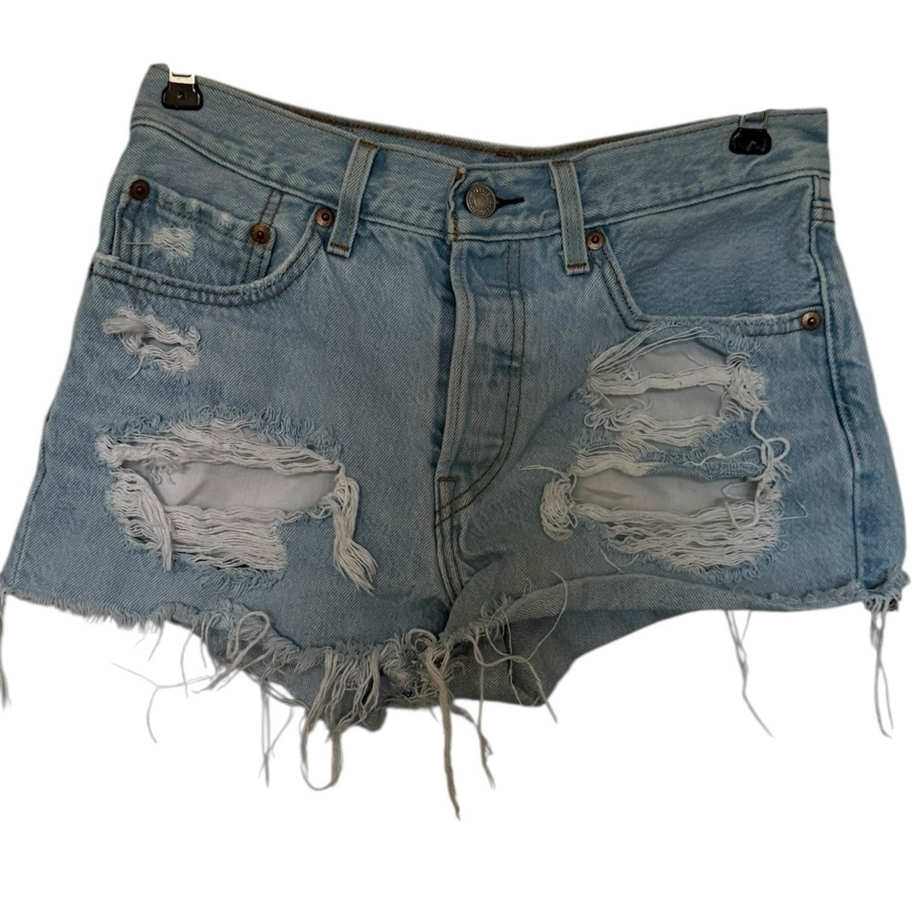 Levi’s 501 High Waisted Jean Shorts Ribbed Distressed